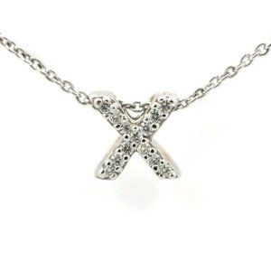 18k White Gold Love Letter "X" Diamond Necklace